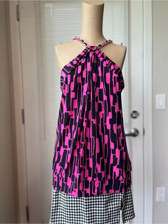 MICHAEL Michael Kors Tops - MICHAEL Michael Kors Hot Pink and Black Abstract Halter Top